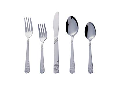 Bon Twist 20-Piece Stainless Steel Flatware Silverware Cutlery Set, Include Knife/Fork/Spoon, Dishwasher Safe, Service for 4