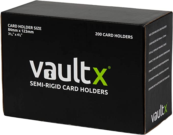 Vault X Wide-Fit Semi-Rigid Card Holders for Trading Cards & Sports Card Grading submissions (200 Pack)