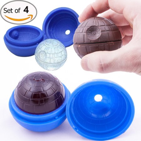 Death Star Ice Mold for Star Wars Lovers By Vibrant Kitchen Silicone Ice Cube Trays for Cool Drinks and Baking Make Ice Balls Candles Soap Chocolate and Jelly Set of 4