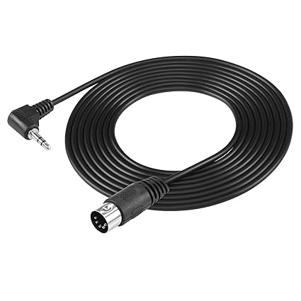 SinLoon 5-Pin DIN Male Cable, 5 Pin Din MIDI to 90 Degree 3.5mm(1/8in) TRS Male Jack Stereo Audio Cable for B & O System Playing Electronic Musical Instrument Signal Output 9.8FT (3m 5-PIN M)