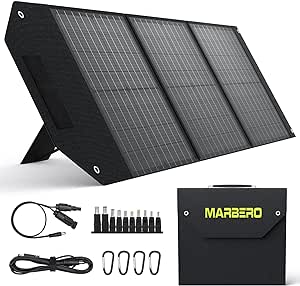 MARBERO 60W Solar Panel, Solar Panels Foldable Solar Charger High-Efficiency Portable Solar Panel with 18V DC, QC3.0, USB C, 10pcs Connectors for Universal Power Station, Camping, Outdoor, RV