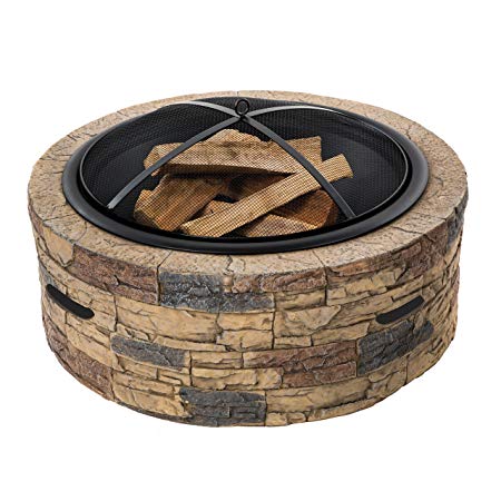 Sun Joe SJFP28-STN-CL Fire Joe 28" Classic Stone Fire Pit