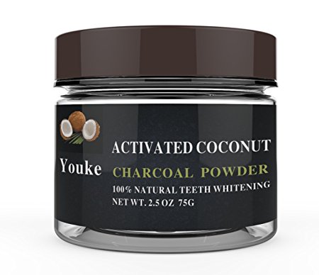 Youke Activated Coconut Charcoal Powder, 100% Natural Teeth Whitening, 2.5OZ/ 75G