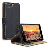 Terrapin Low Profile PU Leather Wallet Case with Viewing Stand and Card Holders for Sony Xperia Z1 Compact Black
