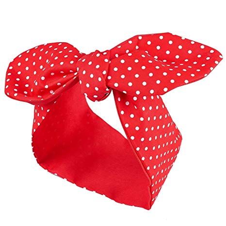 Red Bow Cotton Headband Red Polka Dot Headband Retro Bowknot Headband Double Wide Headwrap for Women and Girls