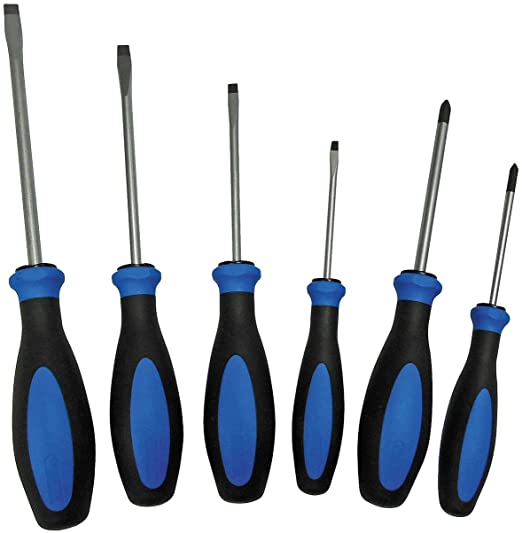 Screwdriver Set, Slotted/Phillips, 6 PC