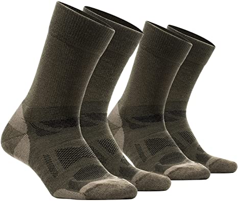AKASO Merino Wool Hiking Socks - Breathable Moisture Wicking Crew Athletic Socks with Cushioned for Men & Women (2 Pairs)