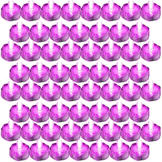 SUPER Bright LED Floral Tea Light Submersible Lights For Party Wedding (Pink, 60 Pack)