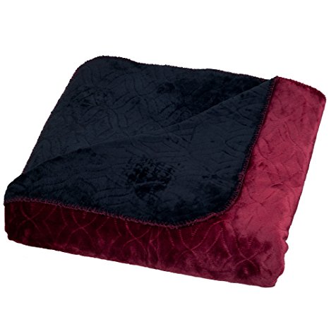 Lavish Home Super Warm Flannel-Like Reversible Blanket, King, Red/Black