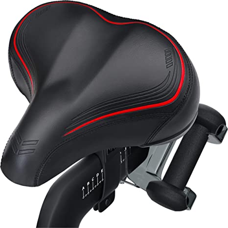 Crostice Wide Bike Seat Compatible with Peloton Bike & Bike Plus, Upgraded Comfort Bike Seat Cushion for Women & Men, Extra Oversize Big Saddle Seat Cover Pad Replacement, Accessory for Bikes