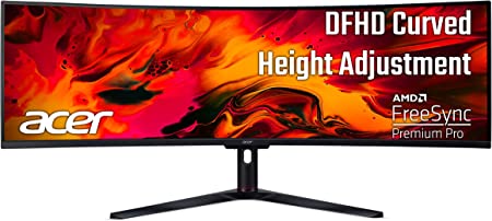 Acer EI491CR Sbmiiiphx 49" 1800R Curved DFHD (3840x1080) Gaming Monitor | AMD FreeSync Premium Pro | 32:9 | Up to 144Hz | 4ms | 90% DCI-P3 | DisplayHDR400 | 1xDisplay Port 1.2, 1xHDMI 2.0 & 2xHDMI 1.4