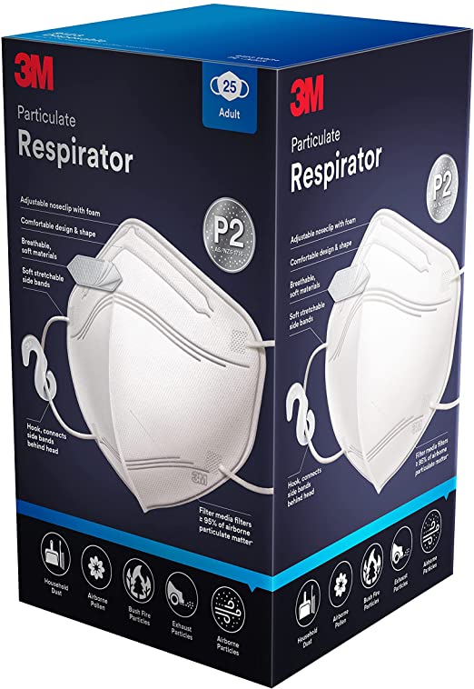 3M P2 Particulate Vertical Flat Fold Disposable Respirator 25 pack