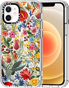 MOSNOVO Case for iPhone 12 Mini, [Buffertech 6.6ft Military-Grade Drop Protection] [Anti Peel Off Tech] Clear TPU Bumper Phone Case Cover Design - in The Garden