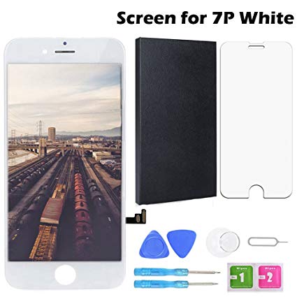 Screen Replacement for iPhone 7Plus,Fontecho LCD Display Touch Screen Digitizer Replacement with Repair Kit and Screen Protector (7Plus-White)