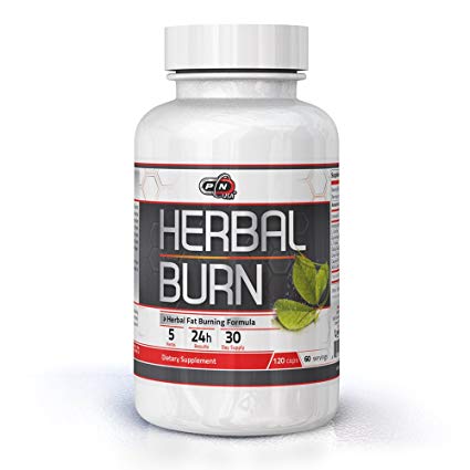 Pure Nutrition USA Herbal Burn 100% All Natural Fat Burner Best Weight Loss Management Stimulation Appetite Control Suppressant Sports Dietary Supplement Rapid Burning Formula 120 Caps