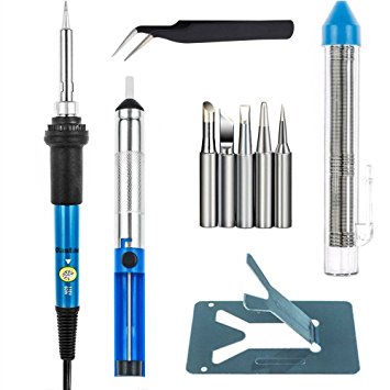Drillpro 60 Watt Soldering Iron Kit, Adjustable Temperature Welding Soldering Iron with 5pcs Different Tips and additional Solder Tube