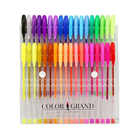 ColorGrand Gel Pen Set for Adult Coloring Books - 36 Gel Pens and Glitter Gel Pens (1-Pack (36 pens))