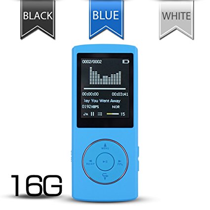Lecmal Portable MP3/MP4 Player 16 GB with Mini USB Port , Multifunctional MP3 Player / MP4 Player Music Player Voice Recorder Media Player Flash Disk 1.81 " LCD (16GB-Blue)