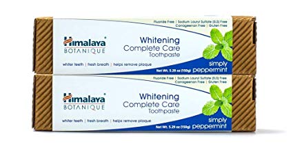 Himalaya Whitening Toothpaste - Simply Peppermint 5.29 oz/150 gm (2 Pack), Natural, Fluoride-Free & SLS Free