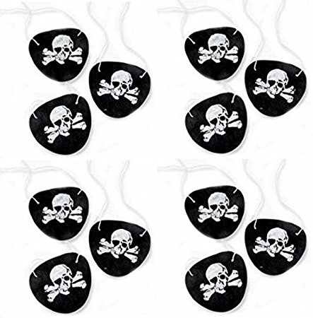 Black Felt Pirate Captain Eye Patches Skull Crossbones for Children Party Favors and Costume Prop (24 Pack) by Super Z Outlet®