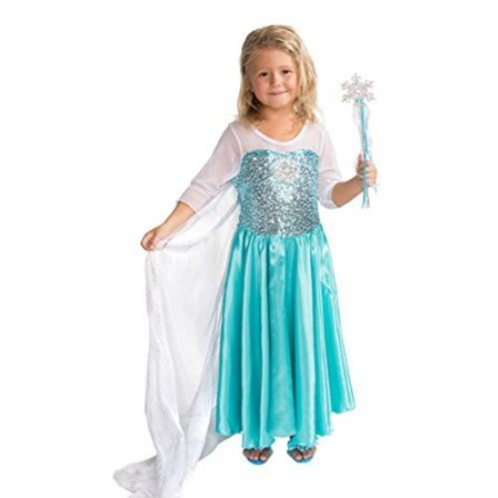 Butterfly Craze Snow Queen Costume with Snow Flake Wand Set (9-10 Years)