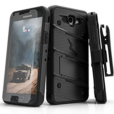 Samsung Galaxy J7 Prime Case, Zizo [Bolt Series] w/ [Galaxy J7 Prime Screen Protector] Kickstand [12 ft. Military Drop Tested] Holster - J7 V / Perx