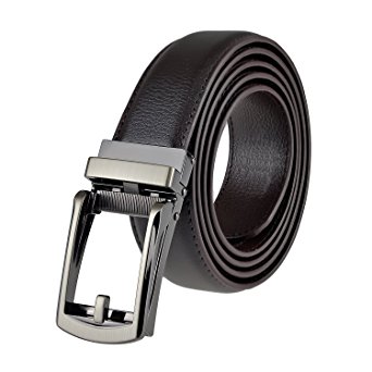 Ratchet Leather Dress Belt for Men Up to 50 No Hole Slide Belt Black and Brown