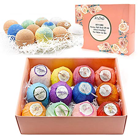 AISONG Bath Bombs fizzies Gift Set 12 Shea Coco Butter Dry Skin Moisturize, Perfect for Bubble & Spa Bath,Handmade Birthday Mothers day Gifts for Wife, Girlfriends,Lover