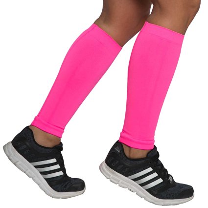Compression Leg Sleeves (Pair) - Calf Sleeves to Relieve Shin Splints - Calf Support - Calf Guards - Shin Sleeves - Faster Muscle Recovery - Great for Running, Cycling, Traveling, Golf, Tennis, Maternity, and Working Out - 100%