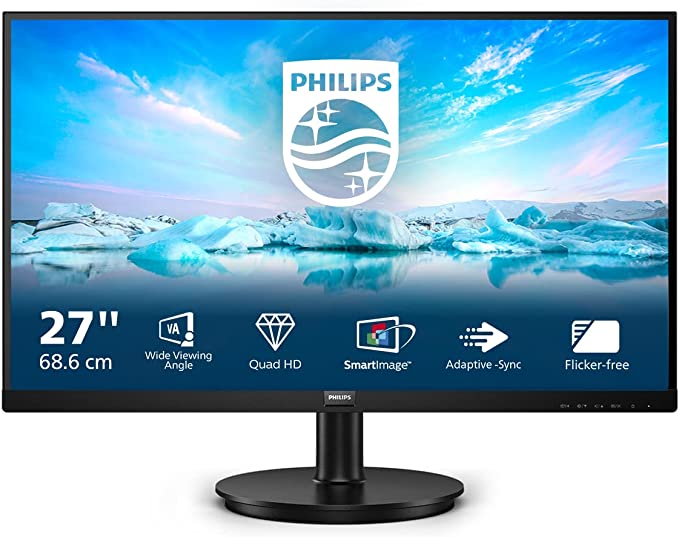 Philips 275V8LA - Monitor QHD de 27", FreeSync (2560x1440, 75 Hz, DisplayPort, HDMI) Negro