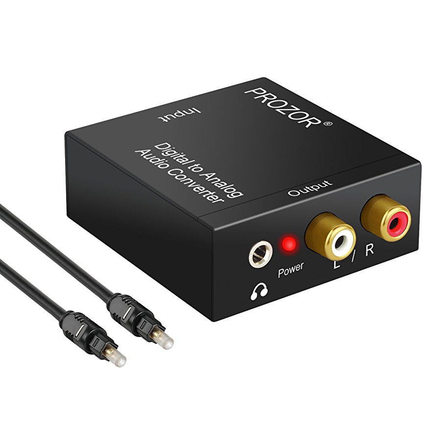 PROZOR DAC Digital To Analog Audio Converter L/R 3.5mm Jack RCA Audio Adapter Digital Coaxial Toslink Adapter with Optical Cable for PS3 XBox HD DVD PS4 Home Cinema Systems AV Amps Apple TV