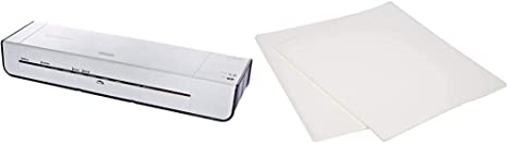 AmazonBasics 12-Inch Thermal Laminator Machine & Thermal Laminating Plastic Laminator Sheets - 8.9 Inch x 11.4 Inch, 50-Pack