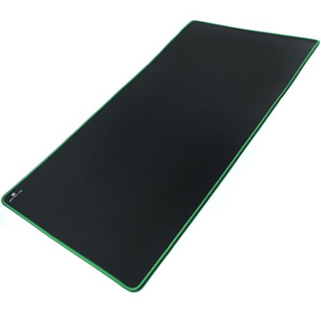Reflex Lab Extra Large Extended Heavy Mouse Pad / Mat, (Green) Stitched Edges, Waterproof, Ultra Thick 5mm, Silky Smooth - 36"x18" Mousepad