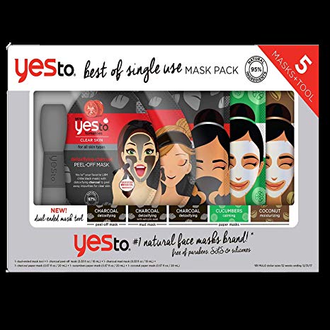 Yes To Best of Single Use Mask Pack, Variety (5 masks, tool)