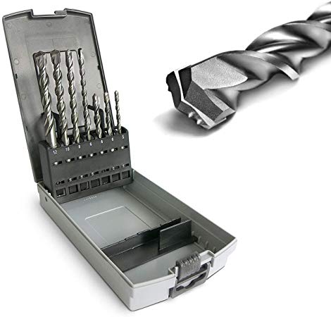 S&R SDS-4-Plus Hammer Drill Bit Set (7 Pieces): For Concrete, Masonry, Stone, Granite Made in Germany - Masonry Drill Bits/Wall Drill Bits