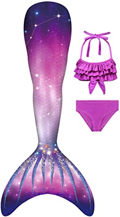 YITU Mermaid Costume Bikini Set Princess Cosplay Bathing Suit for Mermaid Theme Party for Girls