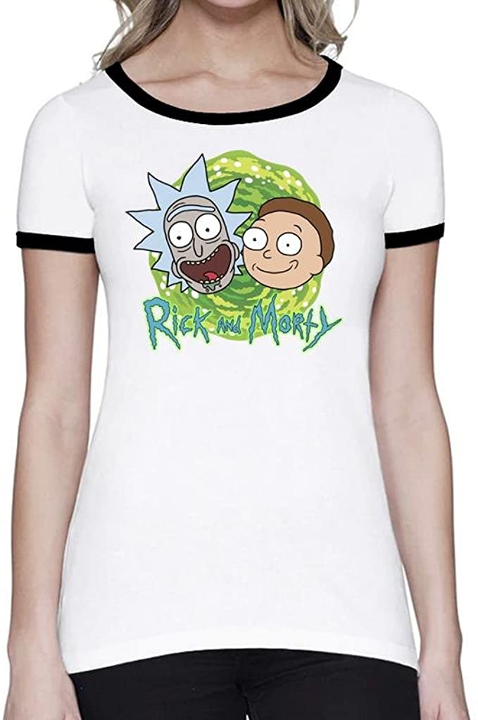 Ripple Junction Rick and Morty Portal & Logo Junior Ringer T-Shirt