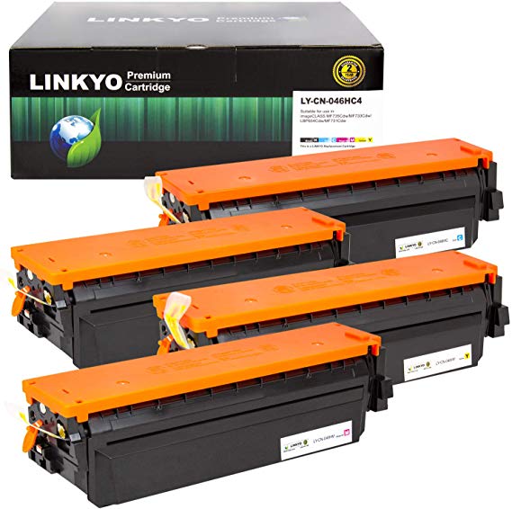 LINKYO Compatible Toner Cartridge Replacement for Canon 046 High Capacity 046H (Black, Cyan, Magenta, Yellow, 4-Pack)