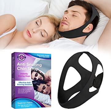 Anti Snoring Chin Strap, Anti Snoring Dévices, Adjustable Snoring Solution to Stop Snoring for Women & Men, Black