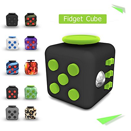 Tepoinn Fidget Attention Cube Relieves Stress and Anxiety Educational Development Toys for Children and Adults, Black-green