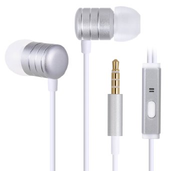 Redlink In-Ear Earphones Stereo Earbuds Noise Isolating Headphones with Remote & Mic for Apple iPhone, iPad, iPod, Samsung Galaxy, Android Smartphones and More (Silver)