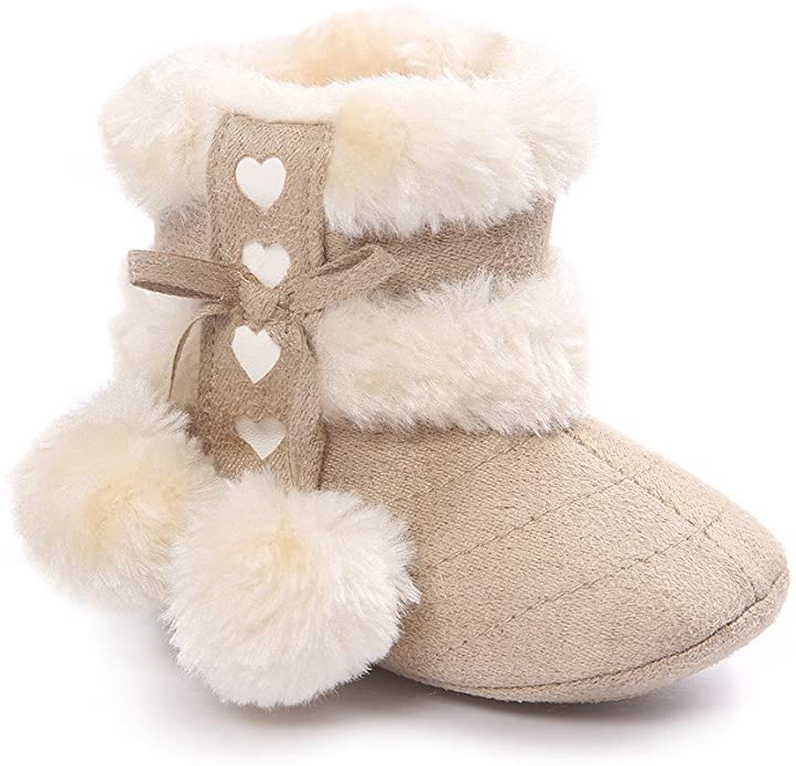 ESTAMICO Baby Girl Plush Winter Snow Bowknot Boots