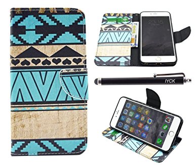 iPhone 6S Case, iPhone 6 Case Wallet, iYCK Premium PU Leather Flip Carrying Magnetic Closure Protective Shell Wallet Case Cover for iPhone 6 / 6S (4.7) with Kickstand Stand - Tribal Ethnic