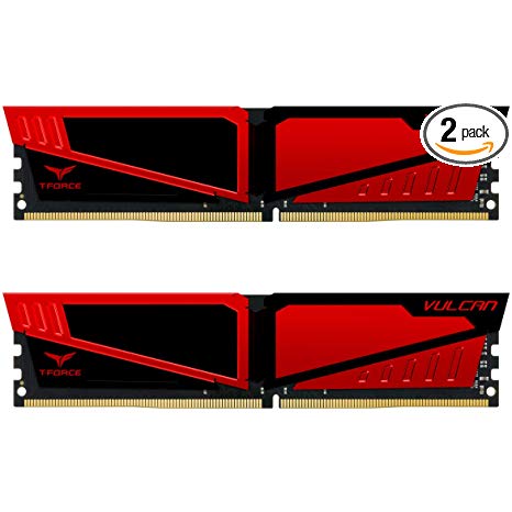 TEAMGROUP T-Force Vulcan DDR4 16 GB (2x8GB) 2400MHz (PC4-19200) CL16 Desktop Memory Module ram (Red)