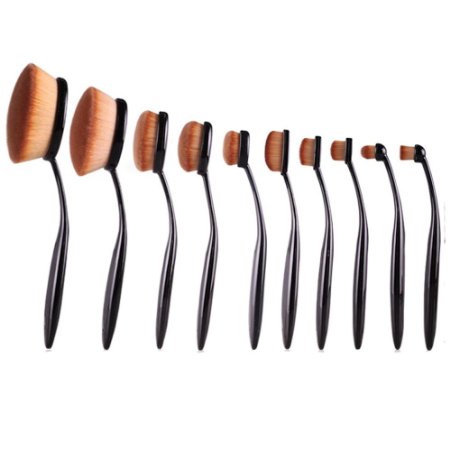 Fullkang 10PC/Set Toothbrush Style Eyebrow Brush Foundation Eyeliner Makeup Brushes
