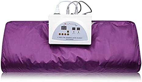 TTLIFE Digital Far-Infrared (FIR) Heat Sauna Blanket with 2 Zone Controller Thin Body Home Beauty（Purple）