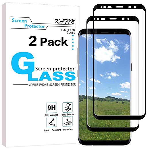 KATIN Galaxy S9 Plus Screen Protector - [2-Pack] 3D Curved [Full Max Coverage] (Japan Tempered Glass) for Samsung Galaxy S9 Plus, Easy to Install, Bubble Free with Lifetime Replacement Warranty