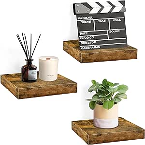 Sorbus Floating Shelves - Square Mounted Display Ledge for Room Decor in The Bathroom, Home Office, Bedroom, Half Bath, Powder Room, & More. Modern Rustic Wood Storage Shelf for Your Accent Wall