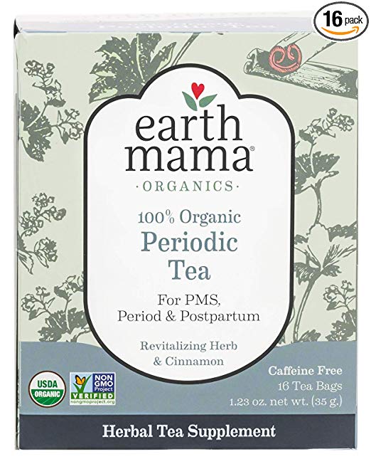 Earth Mama Organic Periodic Tea Bags for Occasional Cramps and Menstrual Discomfort, 16-Count