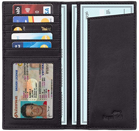 Toughergun Genuine Leather Checkbook Cover For Men & Women Card Holder Wallet RFID Blocking